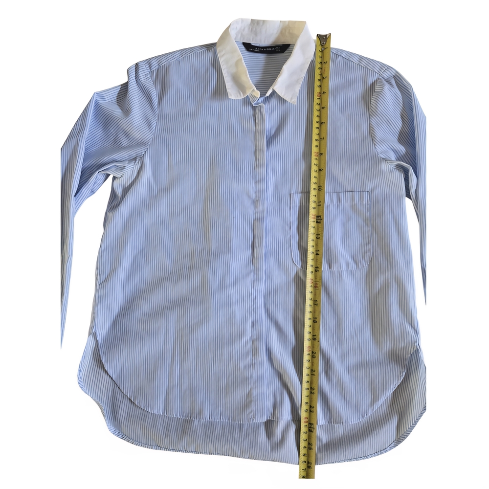 Zara Light Blue Striped Button Down Shirt Size M - Picture 5 of 8